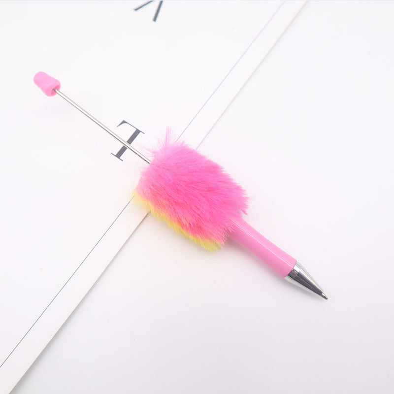 Wholesale Colorful Beadable Pen Plush Pom Pom Beadable Pen Fluffy Pens